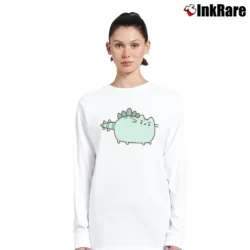 Women’s Pusheen Dino Cat Long-Sleeve Top in white | Sleek, Versatile, All-Season
