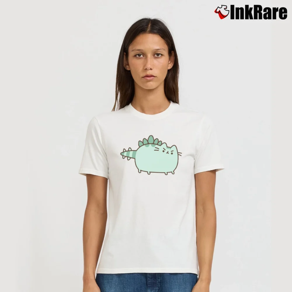 Women’s Pusheen Dino Cat Signature T-Shirt in white | Soft, Flattering Fit