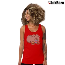 Women’s Pusheen The Cat Fast Food Adult Tank Top in red | Lightweight, Movement-Friendly