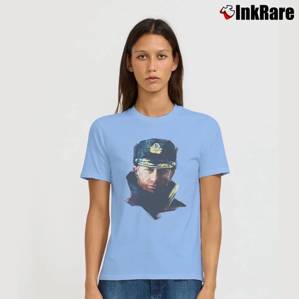 Women’s Putin Russia Mickey Rourke KGB Parody Signature T-Shirt in light blue | Soft, Flattering Fit