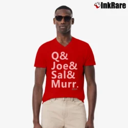Men’s Q Joe Sal Murr Comedy Group V-Neck Tee in red | Sharp, Breathable, Everyday Staple