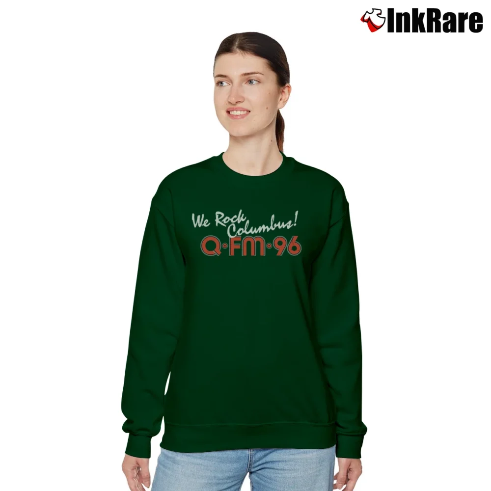 Women’s QFM96 We Rock Columbus Music Relaxed Sweatshirt in forest green | Soft, Laid-Back Vibe
