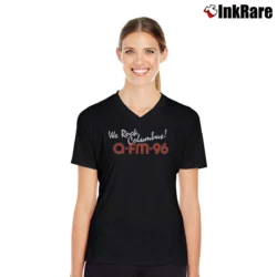 Women’s QFM96 We Rock Columbus Music V-Neck Tee in black | Chic Neckline, Soft Texture