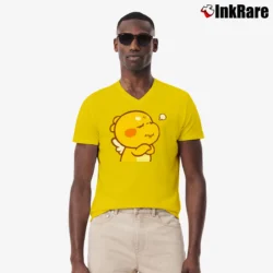 Men’s Qoobee Agapi Angry Emotion 2019 V-Neck Tee in yellow | Sharp, Breathable, Everyday Staple