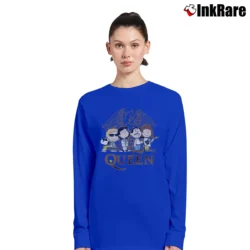 Women’s Queen Band Peanuts Snoopy Comic Style Long-Sleeve Top in royal blue | Sleek, Versatile, All-Season