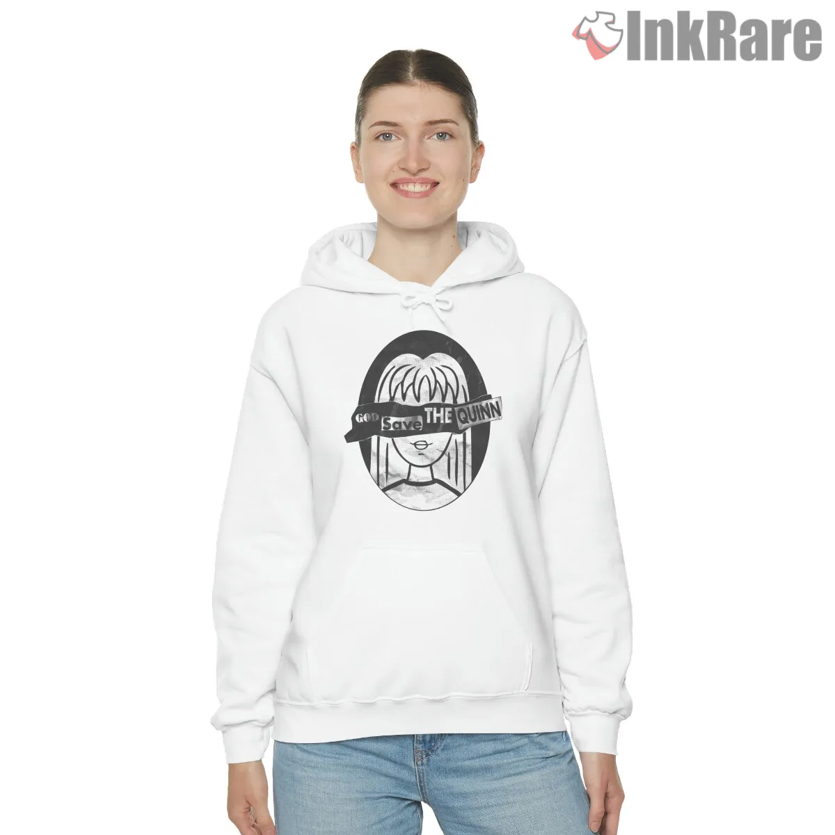 Quinn Morgendorffer God Save The Quinn Parody Shirt on white hoodie for women graphic tee