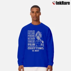 Men’s Quitting Is Not Acceptable Vegeta Super Saiyan Dragon Ball Long-Sleeve Shirt in royal blue | Sleek, Lightweight, Year-Round Wear