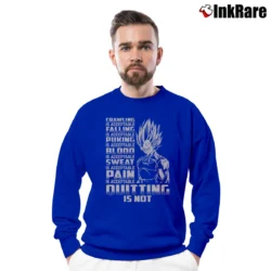 Men’s Quitting Is Not Acceptable Vegeta Super Saiyan Dragon Ball Crewneck Sweatshirt in royal blue | Cozy Fabric, Clean Style