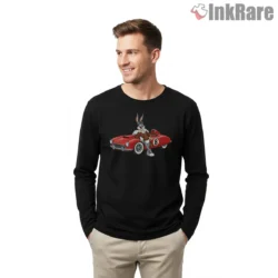 Racer Bugs Bunny Vintage Convertible Shirt on black long sleeve shirt for men graphic tee