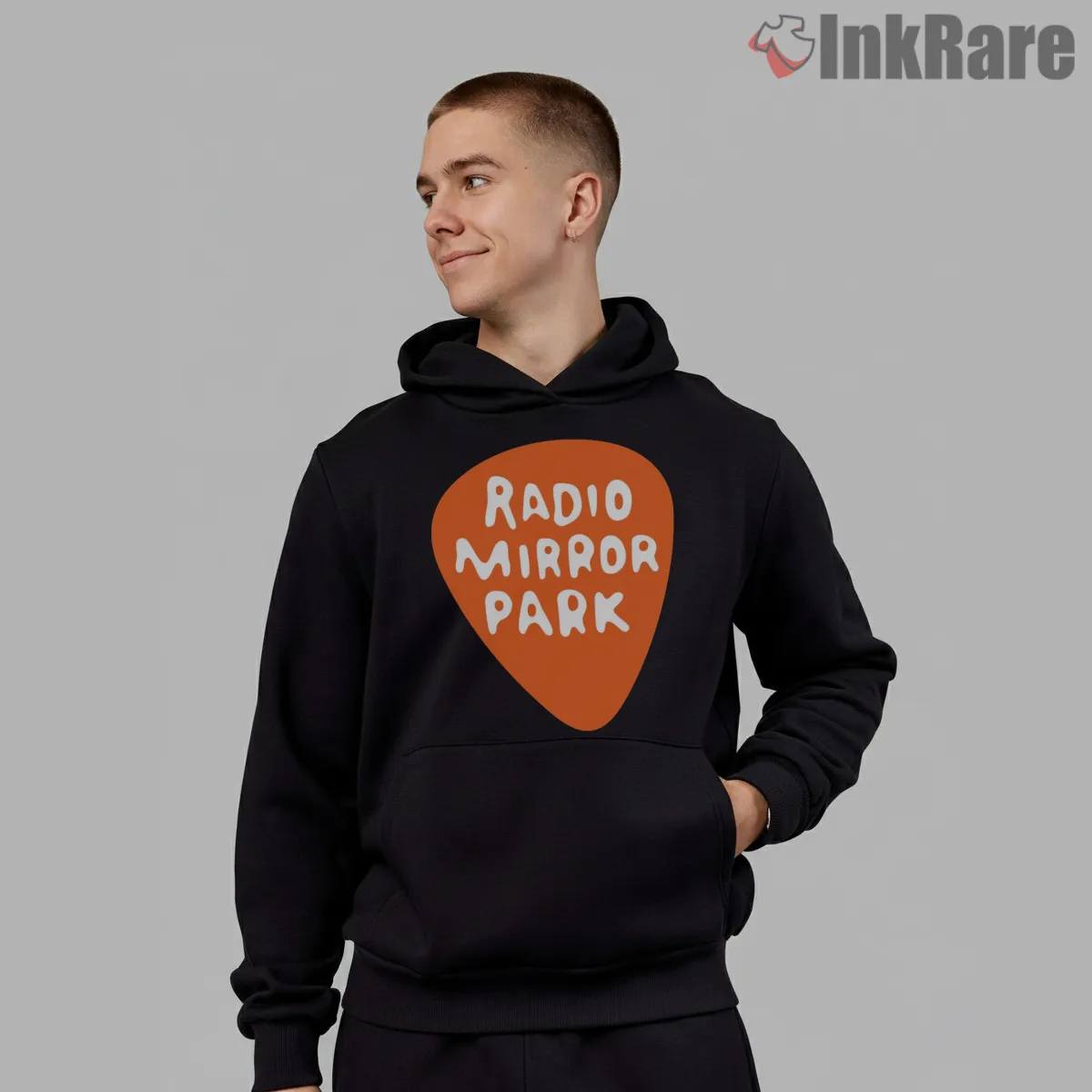 Radio Mirror Park Orange Pick Logo Gta Station Shirt on black hoodie for men graphic tee