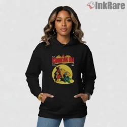 Radioactive Man Comic Book Cover Retro Hero Parody Shirt on black hoodie for women graphic tee