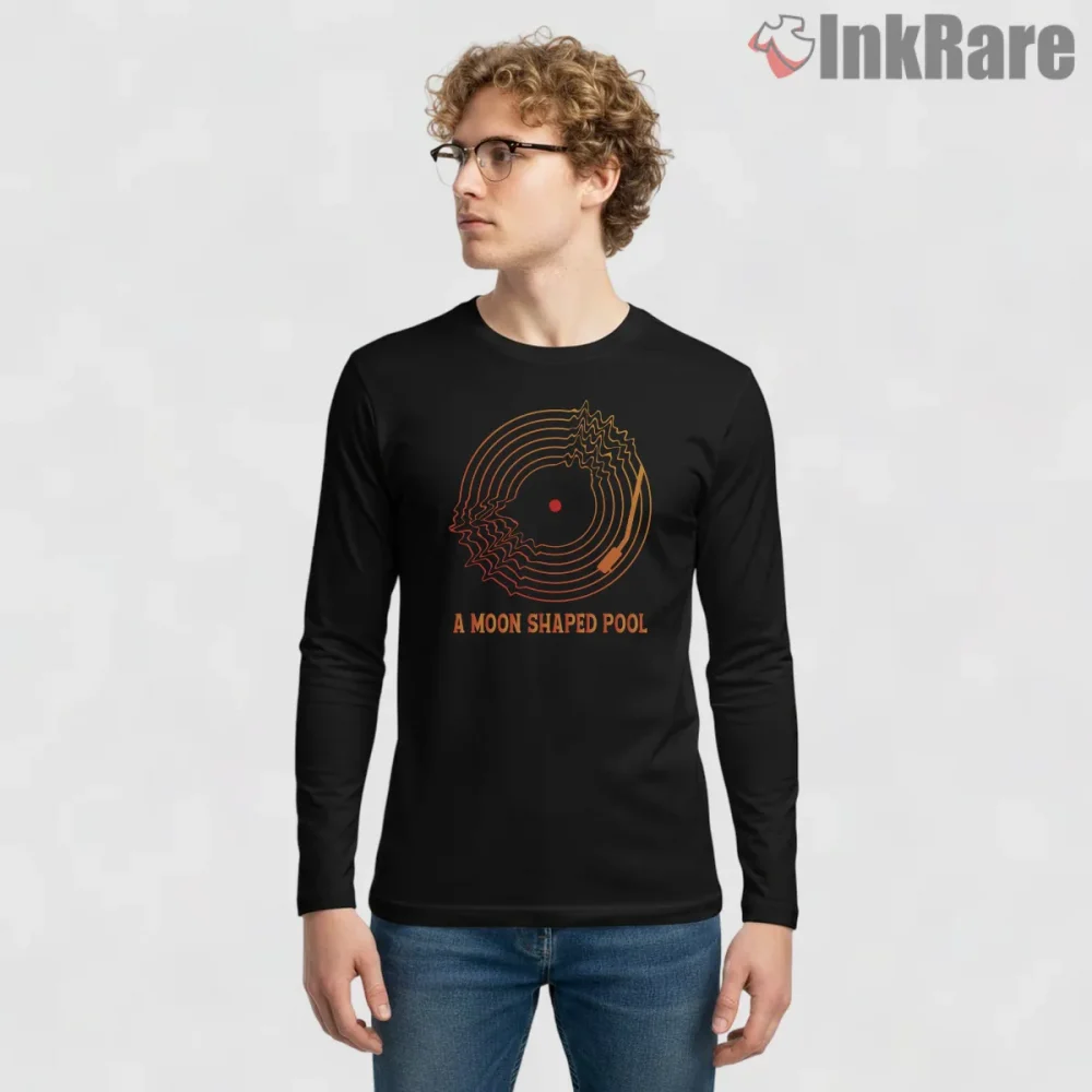 Radiohead A Moon Shaped Pool Abstract Vinyl Shirt on black long sleeve shirt for men graphic tee