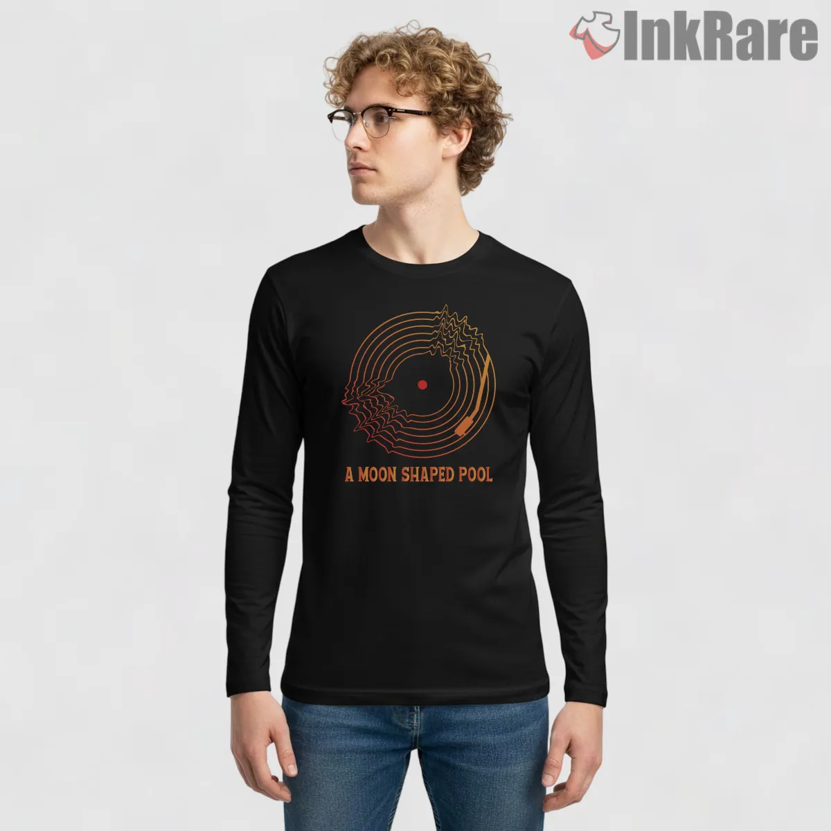 Radiohead A Moon Shaped Pool Abstract Vinyl Long Sleeve Black Radiohead A Moon Shaped Pool Abstract Vinyl Shirt on black long sleeve shirt for men graphic tee