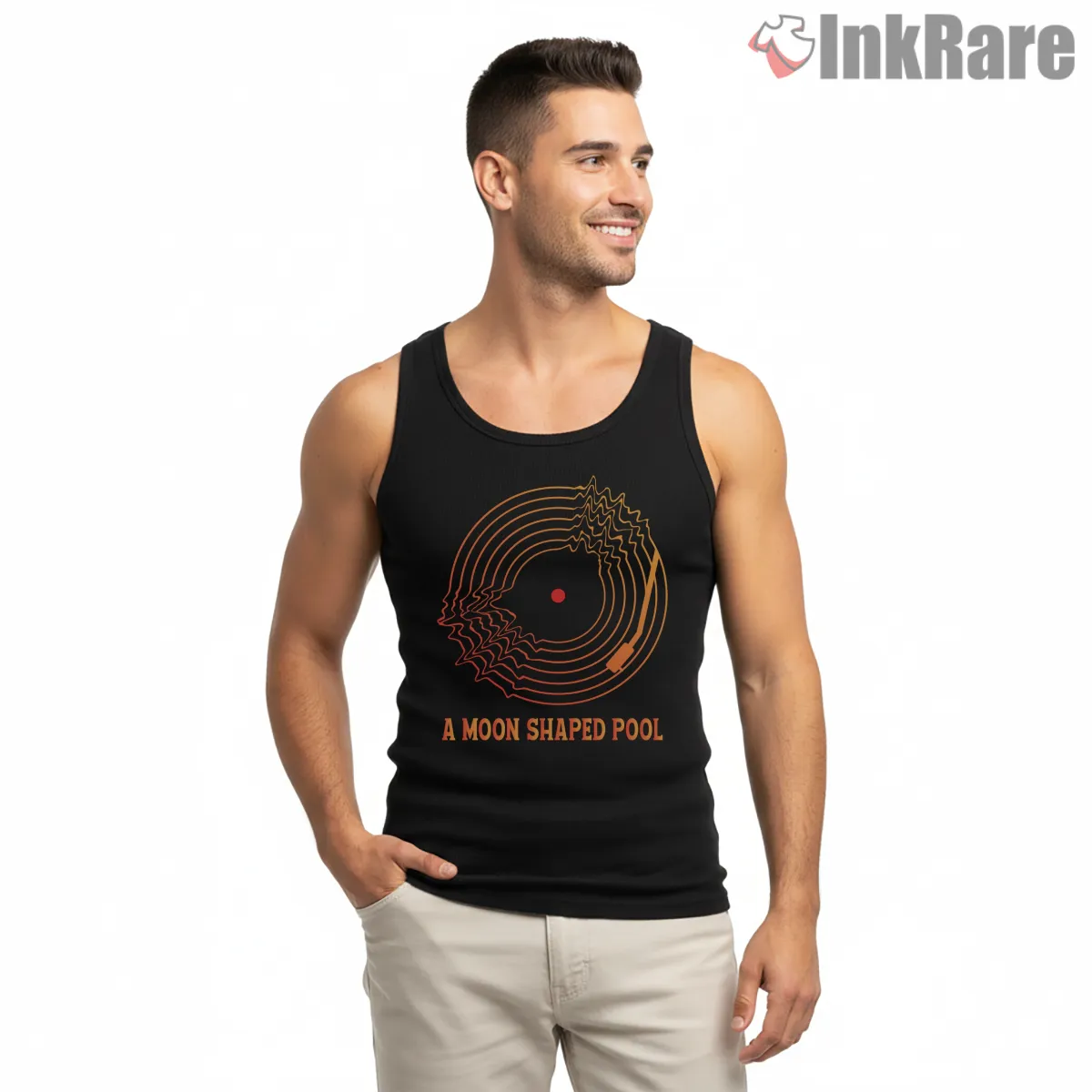 Radiohead A Moon Shaped Pool Abstract Vinyl Shirt on black tank top for men graphic tee