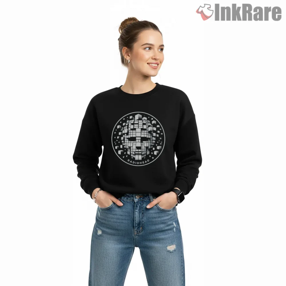 Radiohead Digital Face Glitch Art Shirt on graphic shirt for women graphic tee