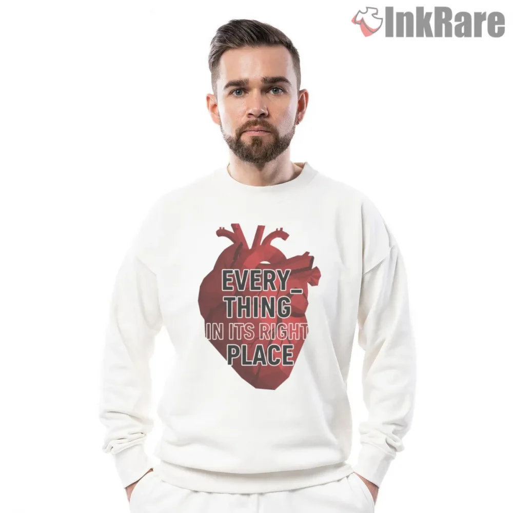 Radiohead Everything In Its Right Place Heart Shirt on graphic shirt for men graphic tee