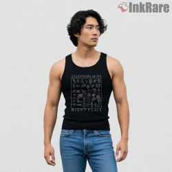 Radiohead Everything In Its Right Place Inventory Shirt on black tank top for men graphic tee