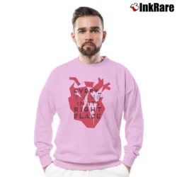 Men’s Radiohead Everything In Its Right Place Crewneck Sweatshirt in light pink | Cozy Fabric, Clean Style