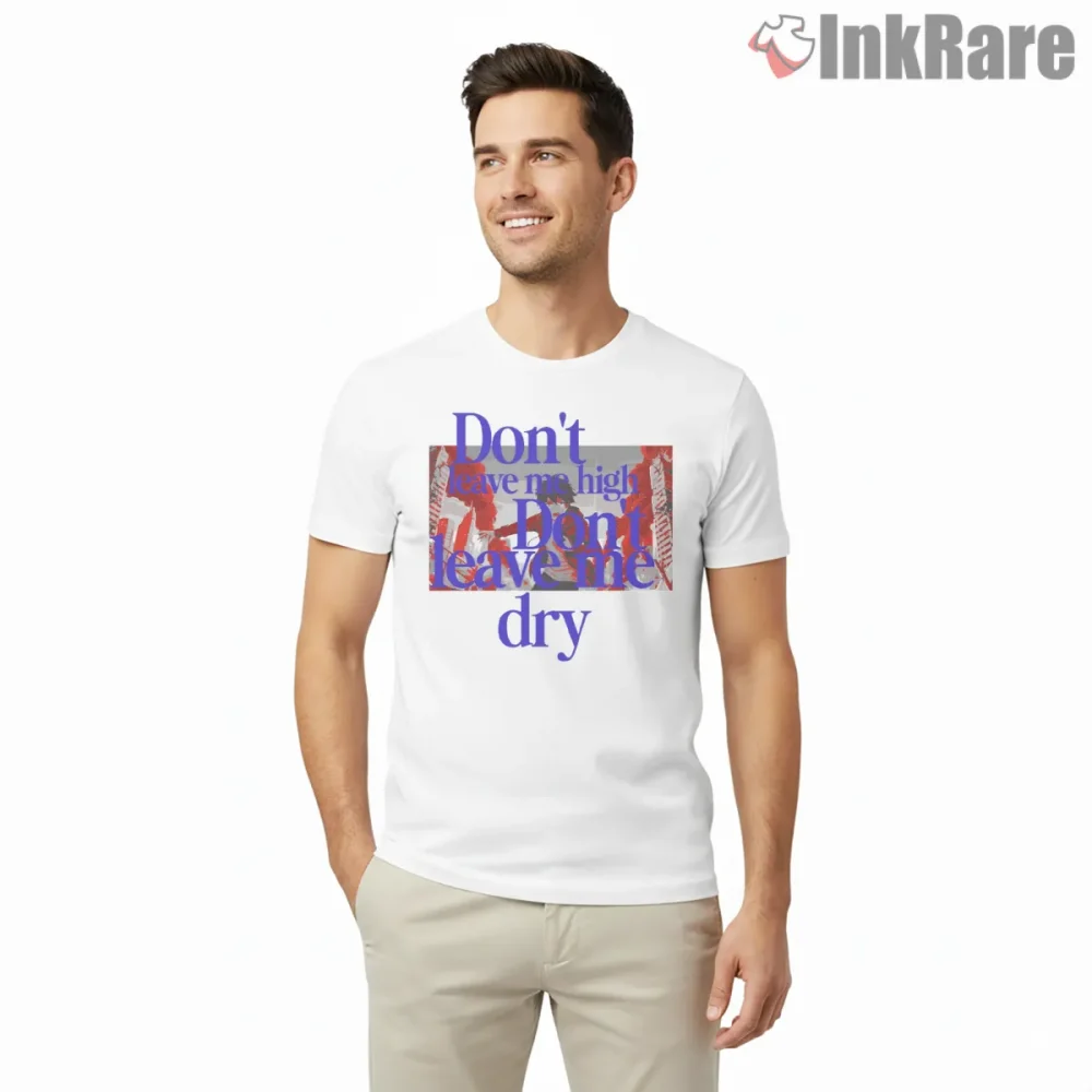 Radiohead High And Dry Lyric Collage Shirt on white short sleeve shirt for men graphic tee