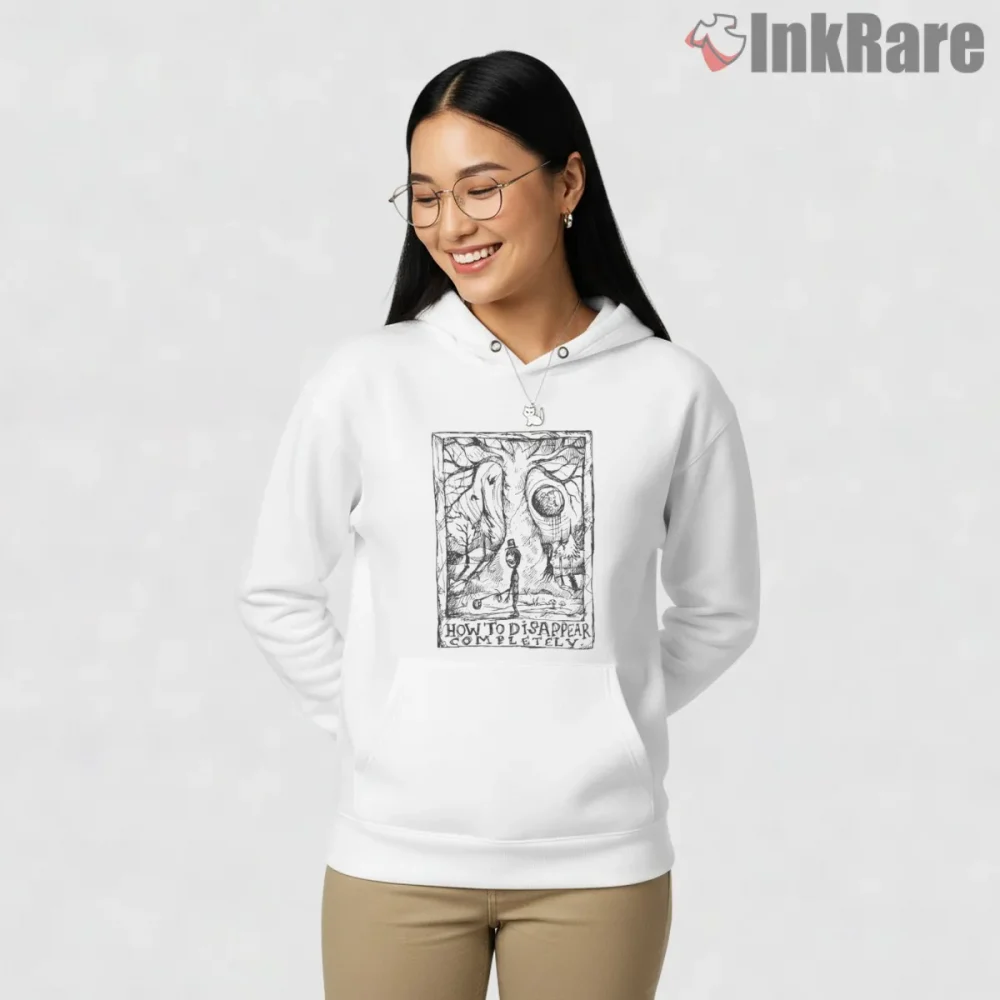 Radiohead How To Disappear Completely Ghost Forest Shirt on white hoodie for women graphic tee
