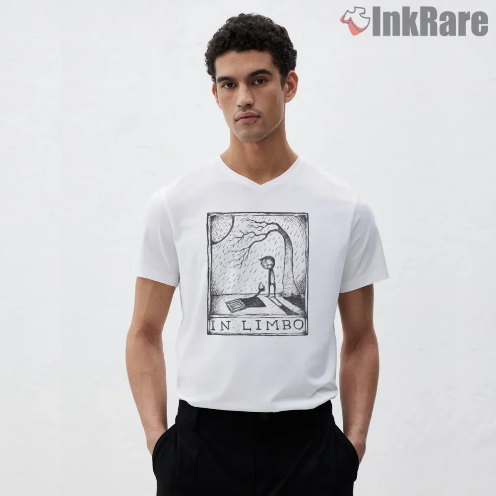 Radiohead In Limbo Lonely Figure Shirt on white v-neck shirt for men graphic tee