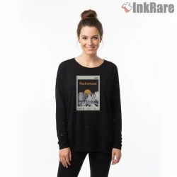Radiohead Kid A Minimal Mountain Poster Shirt on black long sleeve shirt for women graphic tee