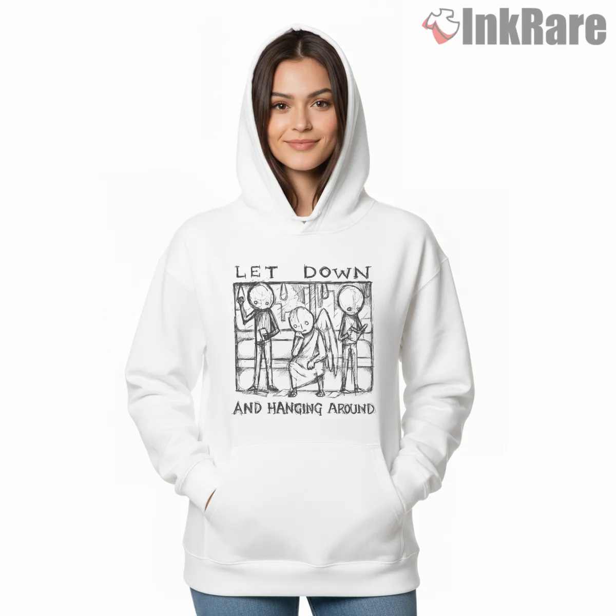 Radiohead Let Down Hanging Around Sketch Shirt on white hoodie for women graphic tee