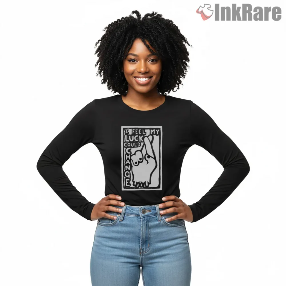 Radiohead Lucky Hand Drawn Lyric Shirt on black long sleeve shirt for women graphic tee