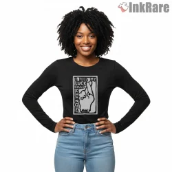 Radiohead Lucky Hand Drawn Lyric Shirt on black long sleeve shirt for women graphic tee