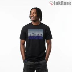 Radiohead No Surprises Dreamy Photo Collage Shirt on black short sleeve shirt for men graphic tee