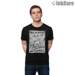 Radiohead No Surprises Sketch Art Shirt on black short sleeve shirt for men graphic tee