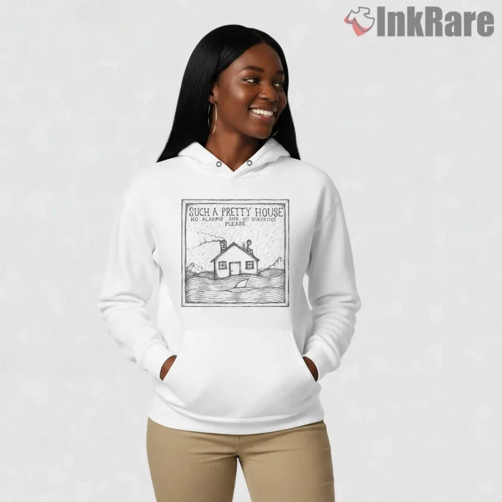 Radiohead No Surprises Storybook House Shirt on white hoodie for women graphic tee