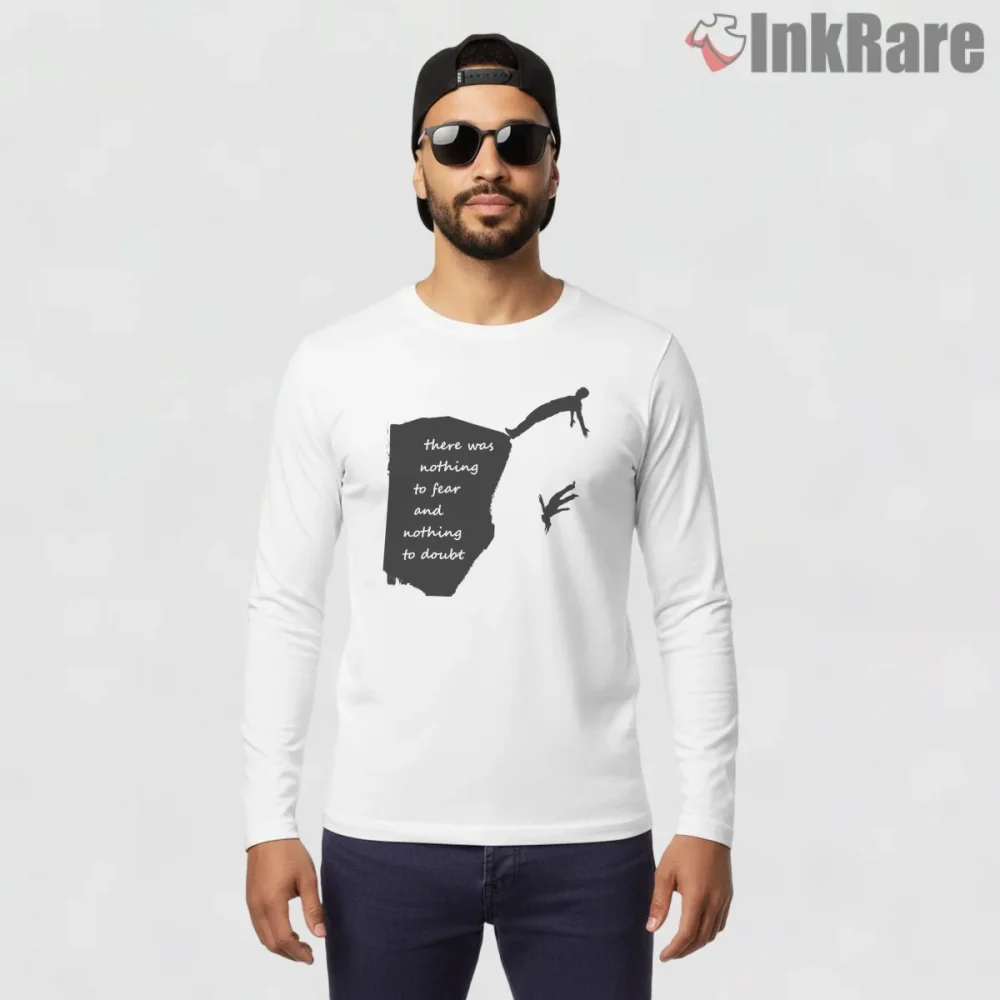 Radiohead Pyramid Song Shadow Quote Shirt on white long sleeve shirt for men graphic tee