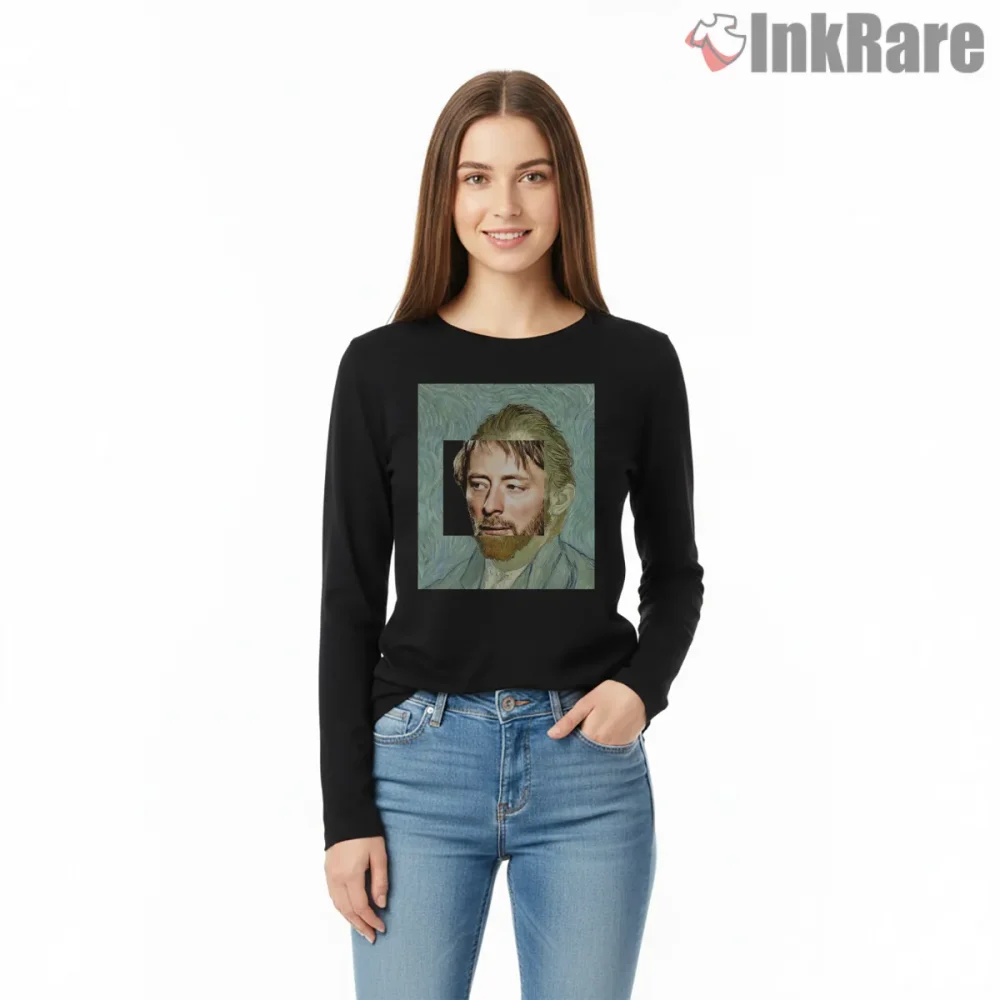 Radiohead Thom Yorke Van Gogh Portrait Shirt on black long sleeve shirt for women graphic tee