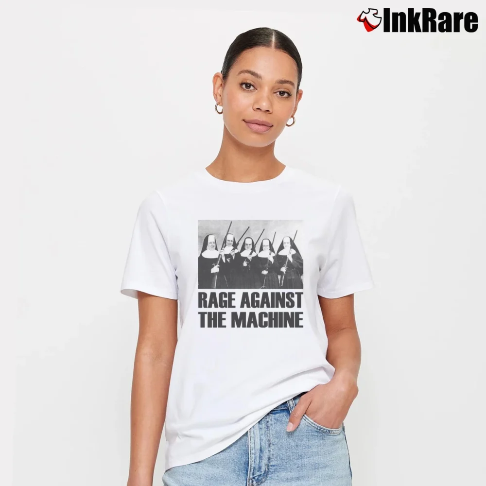 Women’s Rage Against The Machine Nuns With Guns Signature T-Shirt in white | Soft, Flattering Fit