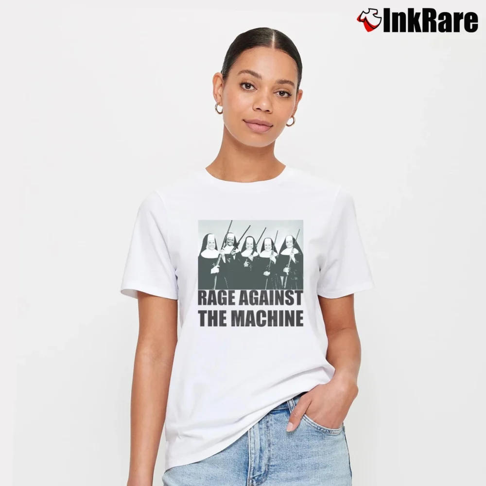 Women’s Rage Against The Machine Nuns With Guns Signature T-Shirt in white | Soft, Flattering Fit