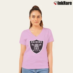 Women’s Raiders Star Wars Mashup Graphic V-Neck Tee in light pink | Chic Neckline, Soft Texture