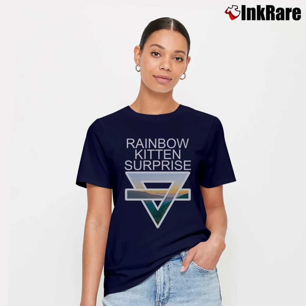Women’s Rainbow Kitten Surprise Fashion Signature T-Shirt in navy | Soft, Flattering Fit