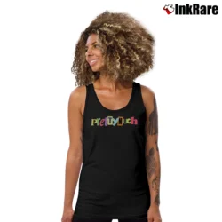Women’s Rainbow Logo Prettymuch Graphic Tank Top in black | Lightweight, Movement-Friendly