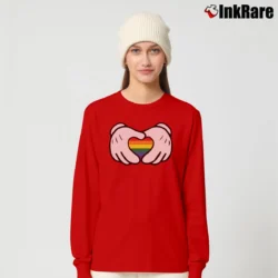 Women’s Rainbow Mickey Minnie Gay Pride LGBTQ Matching Long-Sleeve Top in red | Sleek, Versatile, All-Season