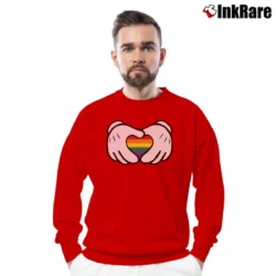 Men’s Rainbow Mickey Minnie Gay Pride LGBTQ Matching Crewneck Sweatshirt in red | Cozy Fabric, Clean Style