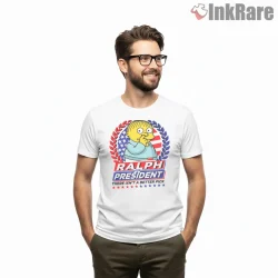 Ralph For President Funny Political Campaign Cartoon Shirt on white short sleeve shirt for men graphic tee