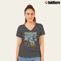 Women’s Rammstein Sehnsucht V-Neck Tee in charcoal | Chic Neckline, Soft Texture