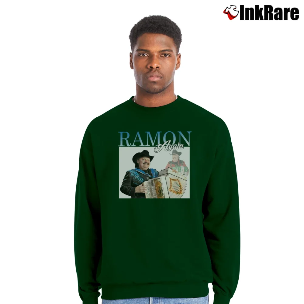 Men’s Ramon Ayala El Rey Del Accordion Crewneck Sweatshirt in forest green | Cozy Fabric, Clean Style
