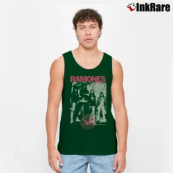 Men’s ramones rocket to russia iconic punk album Tank Top in forest green | Breathable, Active-Friendly Design