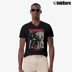 Men’s ramones rocket to russia iconic punk album V-Neck Tee in black | Sharp, Breathable, Everyday Staple