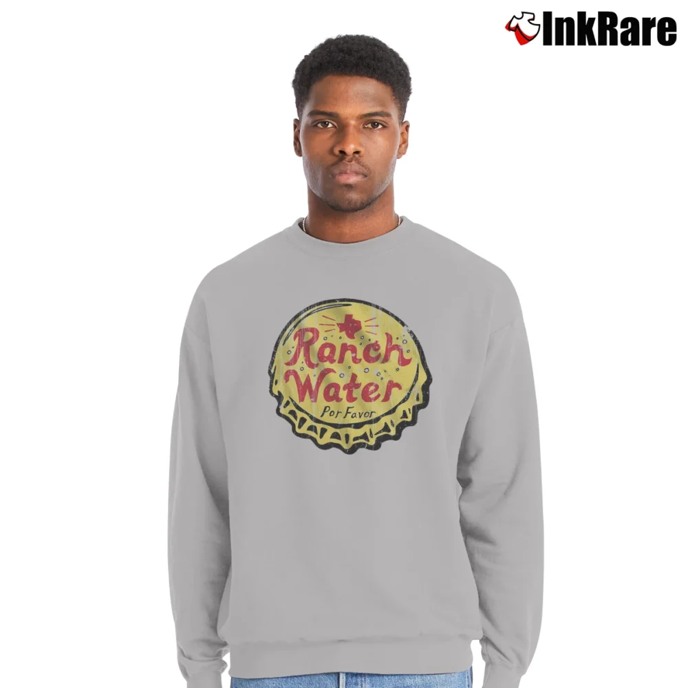 Men’s Ranch Water Bottle Cap Crewneck Sweatshirt in sport grey | Cozy Fabric, Clean Style