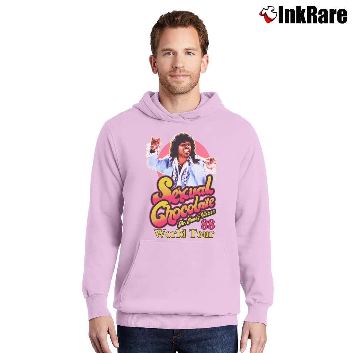 Randy Watson Sexual Chocolate Men’s Pullover Hoodie in light pink – Ultimate Warmth Men’s Randy Watson Sexual Chocolate Pullover Hoodie in light pink | Cozy, Durable, Modern Fit