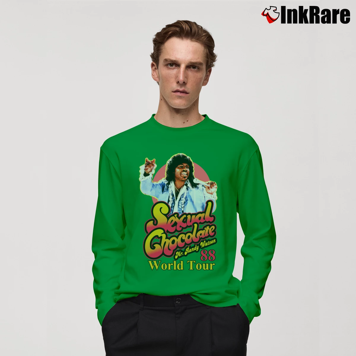 Randy Watson Sexual Chocolate Men’s Long-Sleeve Tee in irish green – Versatile Layering Men’s Randy Watson Sexual Chocolate Long-Sleeve Shirt in irish green | Sleek, Lightweight, Year-Round Wear