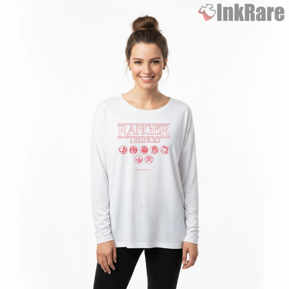 Ranger Things Retro Neon Parody Shirt on white long sleeve shirt for women graphic tee